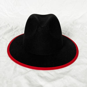 Sombreros Fedora personalizados para Otoño e Invierno 2024 para mujeres y hombres, moda lateral de dos colores, parte inferior roja, ala ancha de 9,5 cm, fiesta informal al aire libre - Product Image 1
