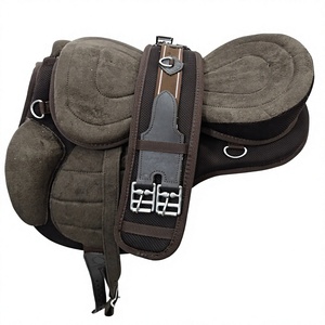 Silla de montar inglesa sin arco de cuero estilo Freemax marrón, ligera, duradera, con asiento acolchado suave y cómoda para resistencia. - Product Image 3