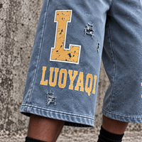 Shorts de survêtement 3/4 en coton vieilli personnalisés, style streetwear d'été, coupe capri, imprimés, amples et longs pour hommes