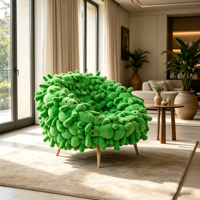 Fauteuil individuel sculptural moderne et créatif en PRV, fauteuil de loisirs en fibre de verre vert pour la décoration de galerie et de maison