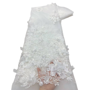 NI.AI Nuevo estilo Bordado Floral Secuencia Tela Cordón Ropa Material Tela de encaje con cuentas - Product Image 1