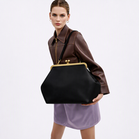 Sac à main vintage grand format avec fermoir Kiss Lock pour femme, sac à bandoulière rétro à cadre doré, élégant sac à poignée supérieure en cuir PU pour soirée et travail