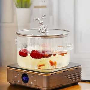 Marmite de cuisson en verre borosilicate résistant à la chaleur avec couvercle, 1,5 L, compatible tous feux, casserole à soupe côtelée en verre, vente chaude usine - Product Image 4