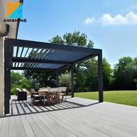 Pérgola Moderna de Aluminio con Sistema de Techo de Láminas Eléctricas, Diseño Personalizado, Estructura de Sombra para Patio Resistente a la Intemperie, Gazebo de Aluminio