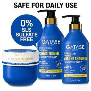 GATASE Set de Champú y Acondicionador 2 en 1 con Aminoácidos de Queratina Orgánica Sin Sulfatos <span class=keywords><strong>para</strong></span> <span class=keywords><strong>Engrosar</strong></span> <span class=keywords><strong>el</strong></span> <span class=keywords><strong>Cabello</strong></span>, Estimular <span class=keywords><strong>el</strong></span> Crecimiento y Combatir la Caspa - Product Image 1