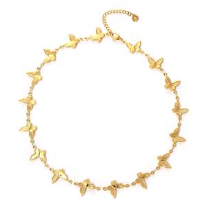 Collier papillon en acier inoxydable plaqué or, chaîne fine, design élégant, bijoux pour femmes, 316L, durable et résistant - Product Image 1