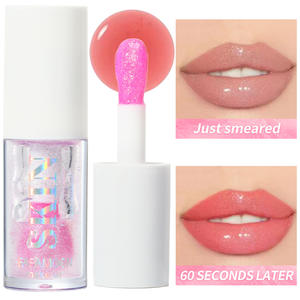 Minyak Bibir Vegan Grosir Melembapkan Menghidrasi Berkilau Mengkilap Tekstur Jernih Berubah Warna Dengan Aplikator Besar - Product Image 4