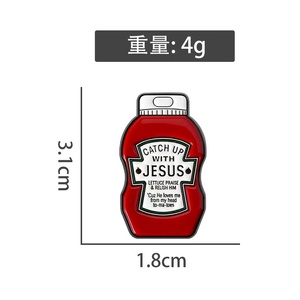 Pin Enamel Ketchup CATCH JESUS Grosir, Pin Buah Yesus, Iman Kristen, Lencana Ransel, Perhiasan, Hadiah - Product Image 5