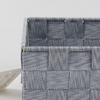 Panier de rangement rectangulaire de luxe en PP tissé avec cadre métallique, bleu gris chiné, pliable, écologique, pour étagère domestique et organisateur de linge