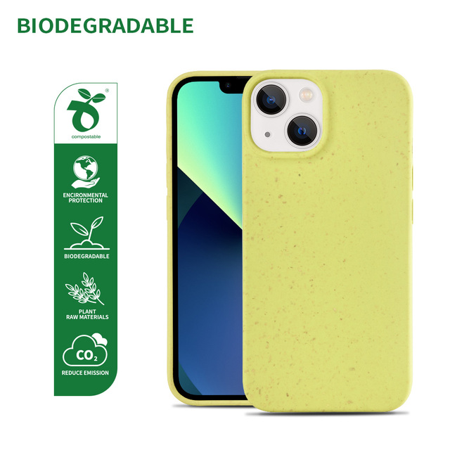 Custom 100% Wheat Straw Biodegradable Waterproof Shockproof Phone Cases for 15 14 13 12 11 Pro Max