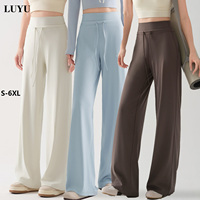 Pantalon de sport de luxe pour femme, taille haute, avec cordon de serrage, jambe large, pour la danse, le Pilates, la course à pied, grandes tailles, avec logo personnalisé