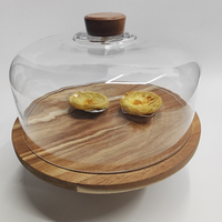 Support à gâteau en bois d'usine personnalisé avec couvercle supérieur en acrylique pour l'affichage de fruits et le service de gâteaux Outils pour gâteaux