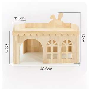 Yaratıcı katı ahşap tavşan kale yatak küçük evcil saklanma oynamak için Hideaway yuva kertenkele sarkık kulaklı tavşan ek - Product Image 4