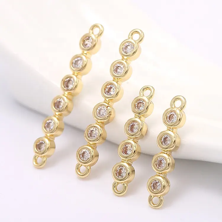 Factory Wholesale Round Shape Inlaid Zircon 14K Gold Plated CharmためJewelry Making