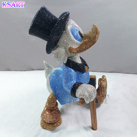 Figura de Pato con Incrustaciones de Cristal y Diamantes de Imitación, Pato con Traje Azul y Maletín de Dinero, Decoración de Resina de Lujo para Escritorio, Estilo Pop Art