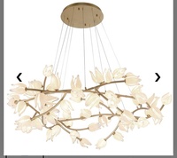 Luxe Français Restaurant Branche Lustre À La Main Tulipes Fleur En Verre Suspendu Hôtel Salon Luminaire Plafonnier