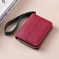 Ladies Simple Mini Cross-Border Color-Blocking Zipper Coin Purse Geometric Pattern Wallet Polyester Lining Short Wholesale