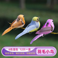 Petit oiseau artificiel en plumes réalistes, style forêt, pour décoration de jardin et d'horticulture, artisanat fait main en PVC, fausse oiseauïne pastorale de campagne
