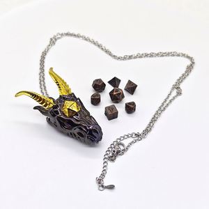 Juego de Dados Poliédricos Metálicos Mini con Estuche de Almacenamiento con Cabeza de Dragón, Accesorios de Juego de Rol D&D TRPG de Aleación de Zinc - Product Image 2