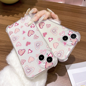 Coque de téléphone à paillettes graffiti tendance avec coins en forme de cœur, protection intégrale souple antichoc, compatible iPhone 17 Pro Max - Product Image 4