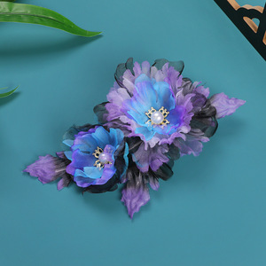 Nuevo Diseño de Primavera, Diadema Hanfu de Seda con Degradado Oscuro Hecha a Mano, Horquilla Suave, Accesorio para el Cabello con Flores Estampadas en Caliente - Product Image 5