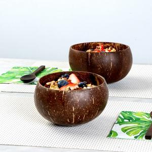 Bol en Coque de Noix de Coco Écologique Classique Fait Main Léger et Durable pour Smoothies, Salades d'Açaï, Service Alimentaire et Décoration de Cuisine - Product Image 1