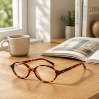 Gafas de Moda para Mujer con Marco Ovalado y Protección Anti Luz Azul, Marco y Lentes de PC, Ideales para Uso Diario y para el Trabajo