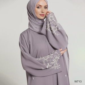 Ensemble Abaya et <span class=keywords><strong>Hijab</strong></span> 2 Pièces Perlé Islamique Aï<span class=keywords><strong>d</strong></span> Ramadan pour Femme – <span class=keywords><strong>Robe</strong></span> Abaya Ouverte Texturée et Ornée de Qualité Supérieure – Vente en Gros - Product Image 2