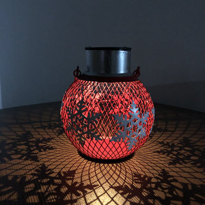 Solar Iron Lantern <b>Led</b> Snowflake Design Hanging Outdoor Garden <b>Light</b> - Product Image 1