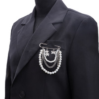 Broches commémoratives géométriques tendance en alliage de zinc avec chaîne, pompon, crâne, toile d'araignée, ours, perle, étoile – Épingles décoratives unisexes pour fêtes