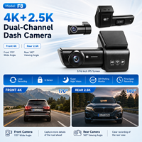 Vente directe d'usine, caméra de tableau de bord de voiture F8 à double objectif 4K Ultra HD avec vision nocturne, enregistrement grand angle et vidéo en boucle