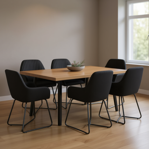 Ensemble de 6 chaises de salle à manger noires, pieds en acier revêtu de poudre, rembourrées en polyester, design moderne, meubles pour la maison - Product Image 2