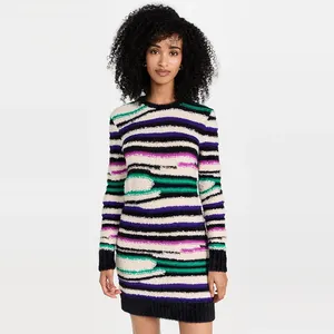 Sweater Jumper wanita, pakaian rajut kasual musim dingin trendi 2023 bahu jatuh motif Zebra Alpaca