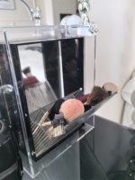 Support à pinceaux de maquillage en acrylique avec organisateur de rouges à lèvres et de fards à paupières, boîte de rangement cosmétique de bureau anti-poussière