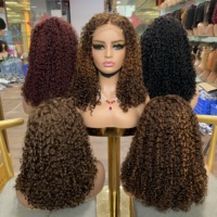 Perruques en cheveux humains de 14 pouces, couleurs naturelles, bouclées, style bob pixie, avec fermeture en dentelle 5*5 pour un look glamour