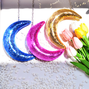Fashion Holiday Gift Party Decorations Props Silver Gold Pendant <strong>Moon</strong> <strong>Disco</strong> Mirror <strong>Ball</strong>