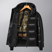 Blouson bomber court à capuche en duvet noir or, streetwear, fermeture éclair, unisexe, épaissi, chaud, veste pour homme et femme, hiver, extérieur