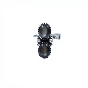 Handmade Black Shell Sterling <b>Silver</b> <b>Adjustable</b> <b>Ring</b> Natural Black Shell Gemstone <b>Ring</b> for Women Men Wholesale Jewelry - Product Image 1