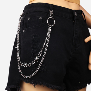 Spike Double Layer Pants <b>Chain</b> Zinc Alloy Hip Hop Casual <b>Waist</b> <b>Chain</b> With Double Ring For Fashion Body <b>Chain</b> - Product Image 1