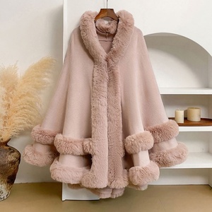 Nuevo Poncho de Punto con Cuello de Piel Sintética de Conejo Rex, Talla Grande, Ecológico, Transpirable, de Fibra de Poliéster Vintage - Product Image 6