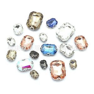 Octagonal Glass Rhinestone 4 Holes Rectangle Faceted For Clothing <b>Shoes</b> Hats DIY Jewelry <b>Accessories</b> - Product Image 1