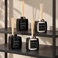 Diffuseur de parfum en rotin naturel sans alcool, longue durée, avec logo personnalisé AIKUN, vente en gros