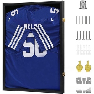 Caja <span class=keywords><strong>de</strong></span> sombra <span class=keywords><strong>de</strong></span> marco <span class=keywords><strong>de</strong></span> vitrina <span class=keywords><strong>de</strong></span> Jersey <span class=keywords><strong>de</strong></span> madera con protección Uv y percha béisbol baloncesto fútbol deporte camisa - Product Image 2