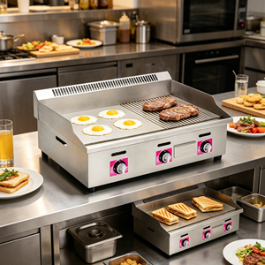 Plancha de Acero Inoxidable a Gas con Llama Ajustable, Equipo de Cocina Comercial para Restaurantes y Tiendas de Snacks - Product Image 1