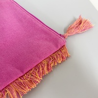 Pochette de maquillage en toile rose à franges pour femme, pochette cosmétique bohème à fermeture éclair avec tirette à pompon et doublure intérieure pour les fêtes