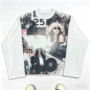 <span class=keywords><strong>Camiseta</strong></span> de Gran Tamaño para Hombre, de Algodón Tejido de Alta Calidad, Estilo Urbano, con Estampado Gráfico Personalizado, Unisex, de Manga Larga, Deportiva - Product Image 1