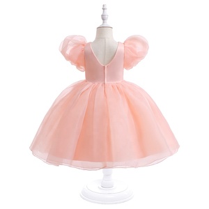 ODM OEM Fashion Children <strong>Puff</strong> Pink Dresses <strong>Baby</strong> Girls Boutique <strong>Costume</strong> Kids Solid Party Dress <strong>Costumes</strong> - Product Image 5