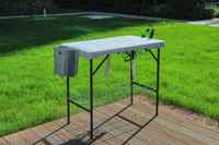Table à filet pliable pour camping en plein air avec 2 éviers, robinet pliant, pulvérisateur, couteau, poubelle, filet en acier