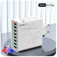 PD 55W 4USB 4PD Charge rapide Chargeur de téléphone portable 8 ports QC3.0 Chargeur de téléphone portable de voyage Charge flash Charge rapide