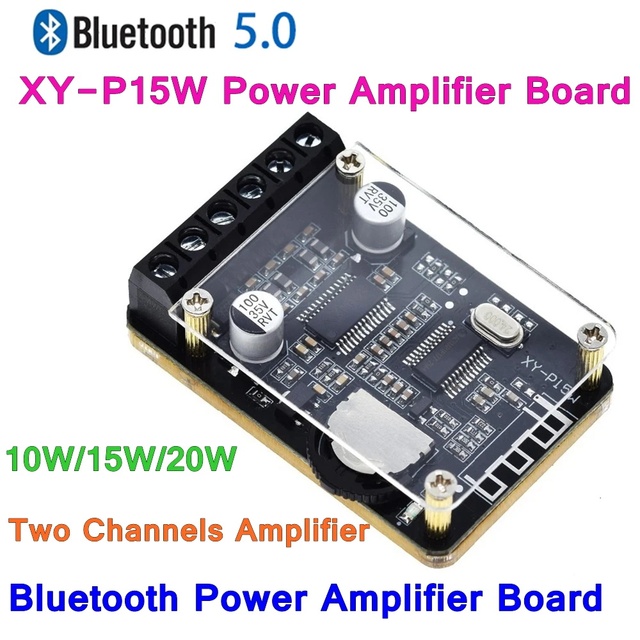 10W/15W/20W Stereo BT 5.0 Power Amplifier Board 12V/24V High Power Digital Amplifier Module XY-P15W